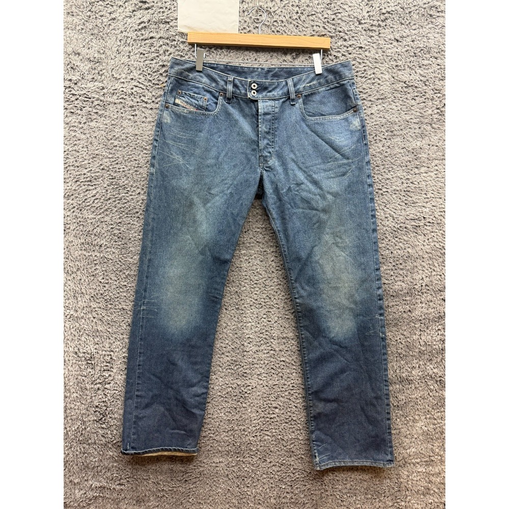 Vintage Y2k Diesel Rabox Straight-Leg Button-Fly Denim Jeans Blue Mens Size 36